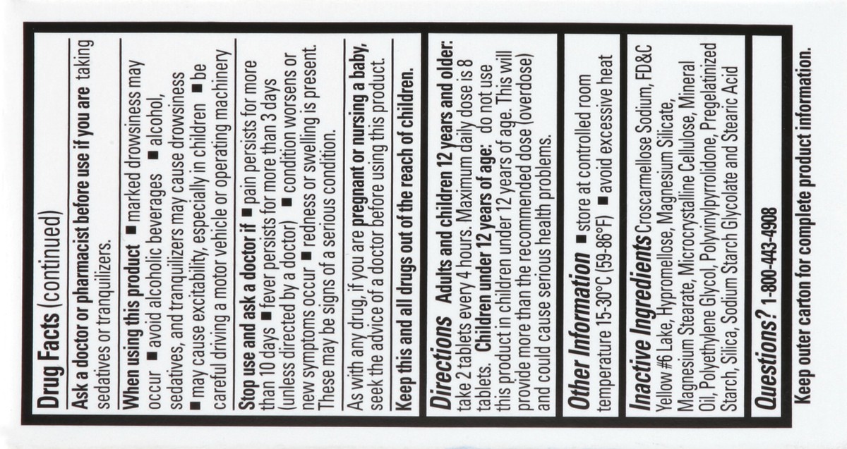 slide 3 of 6, Percogesic Original Strength Pain Relief, Aspirin Free Fast Acting Relief, Acetaminophen and Diphenhydramine, 50 Tablets, 50 ct