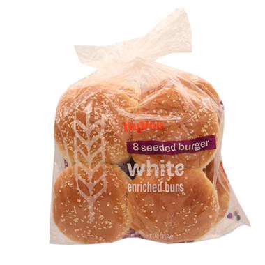 slide 1 of 1, Hy-Vee White Seeded Hamburger Buns, 8 ct