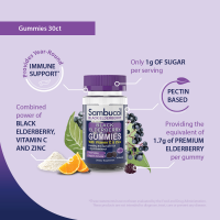 slide 21 of 22, Sambucol Black Elderberry Immune Support Vegan Gummies with Vitamin C and Zinc - 30ct, 30 ct