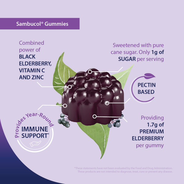 slide 10 of 22, Sambucol Black Elderberry Immune Support Vegan Gummies with Vitamin C and Zinc - 30ct, 30 ct