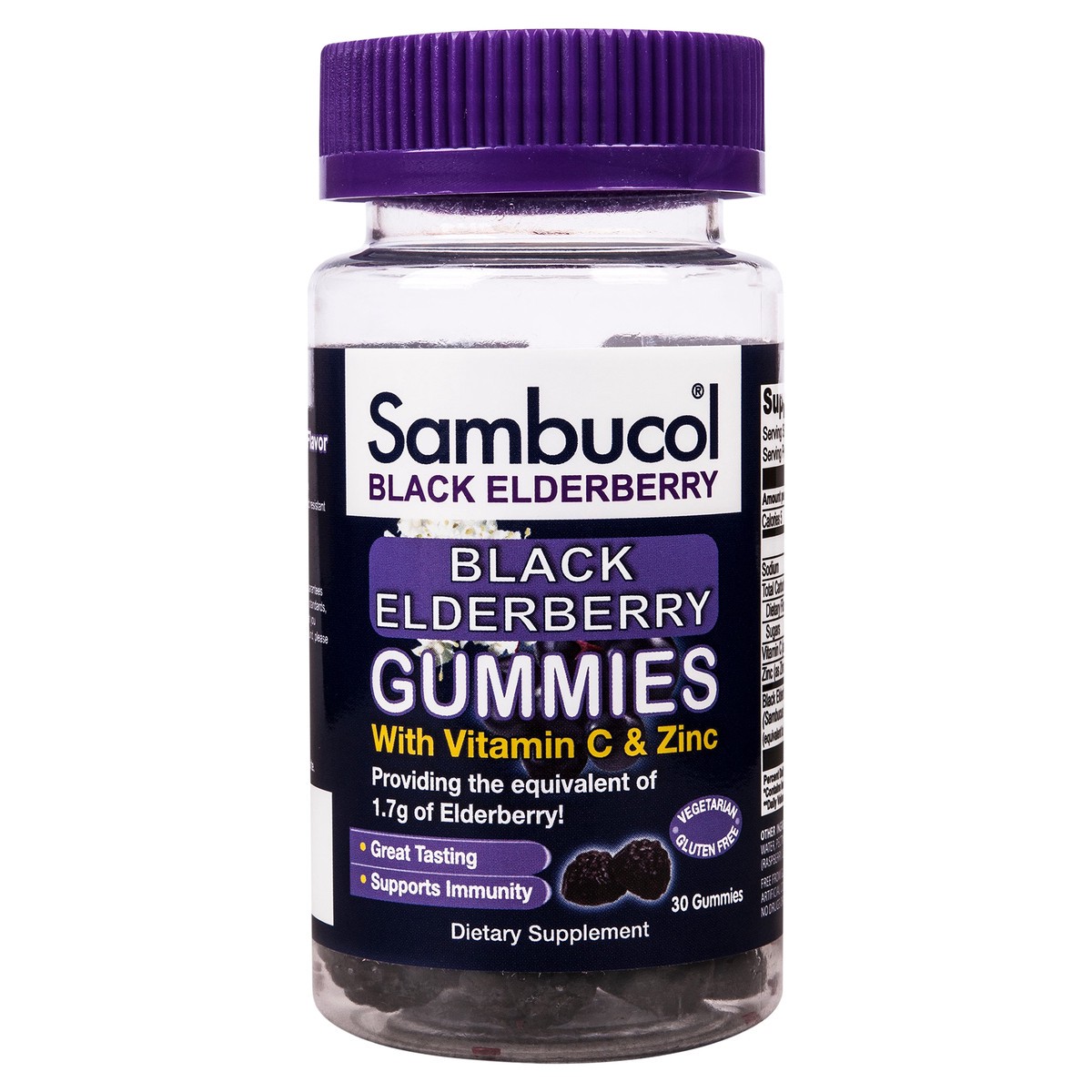 slide 1 of 22, Sambucol Black Elderberry Immune Support Vegan Gummies with Vitamin C and Zinc - 30ct, 30 ct