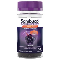 Sambucol Black Elderberry Immune Support Vegan Gummies with Vitamin C and Zinc - 30 ct