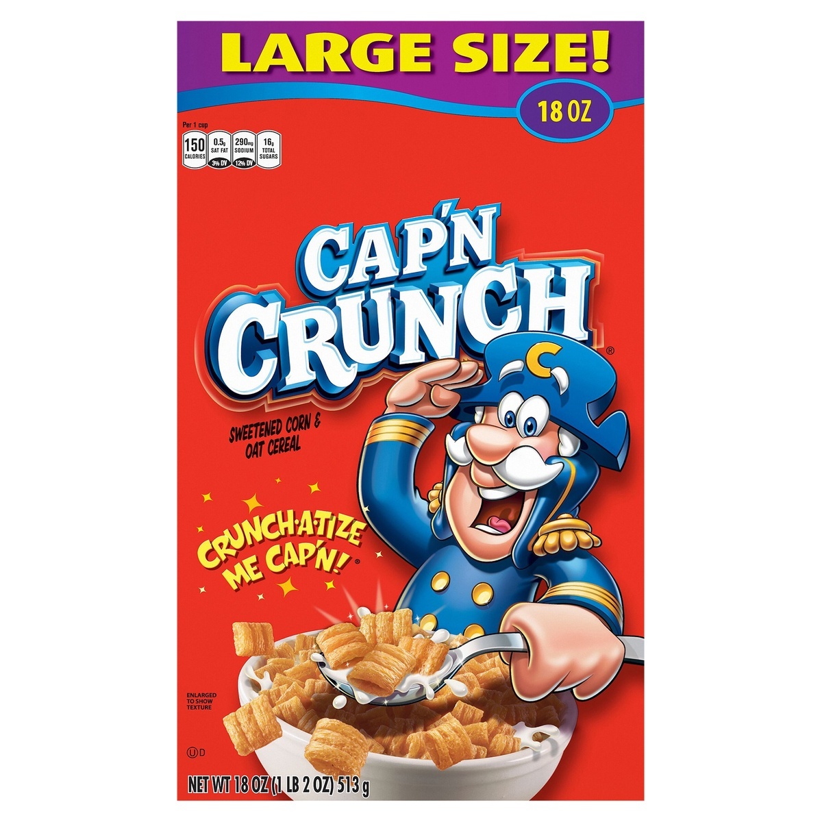 slide 1 of 6, Cap'n Crunch Sweetened Corn & Oat Cereal 18 Oz, 18 oz