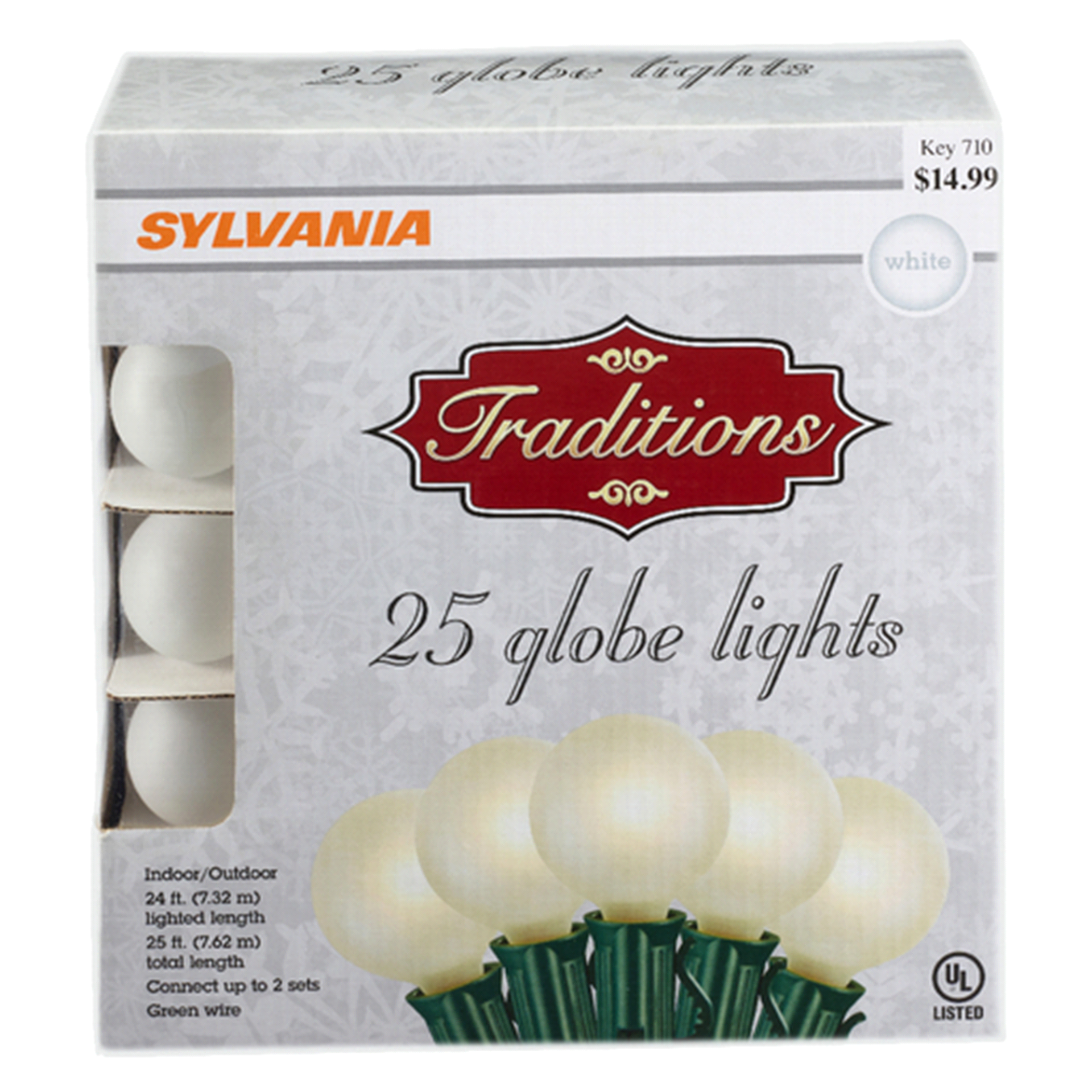 slide 1 of 1, Sylvania Traditions Lights Globe White, 25 ct