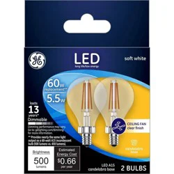 GE Led 5watt 60 watt Soft White Ceiling Fan Clear Finish Light Bulb Candelabra Base
