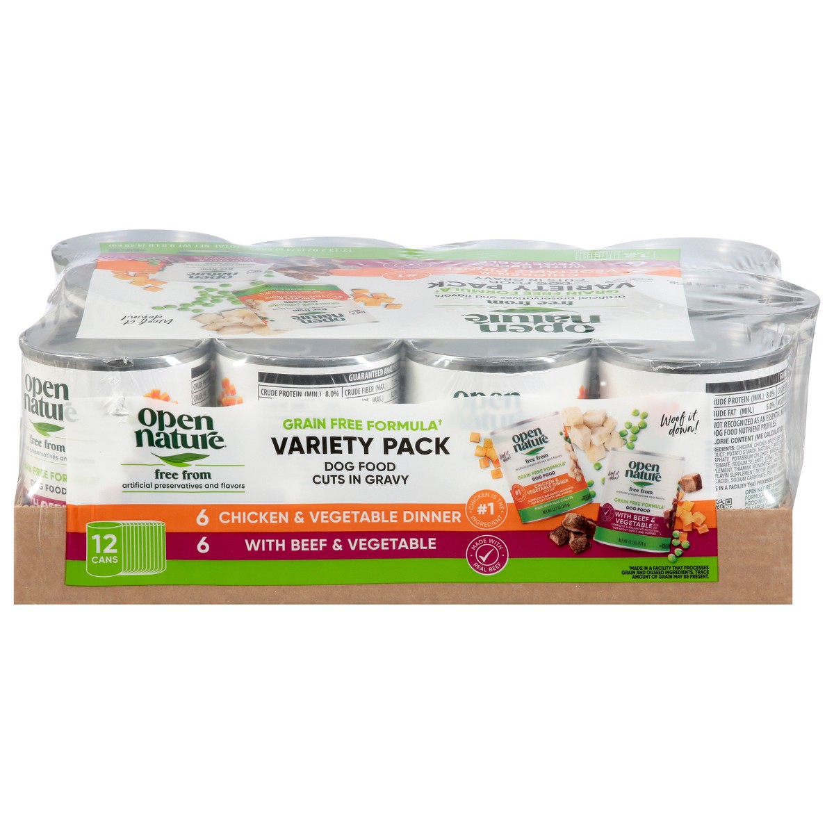 slide 2 of 4, Open Nature Dog Food Cuts In Gravy Variety Pack - 12-13.2 Oz, 12 ct; 13.2