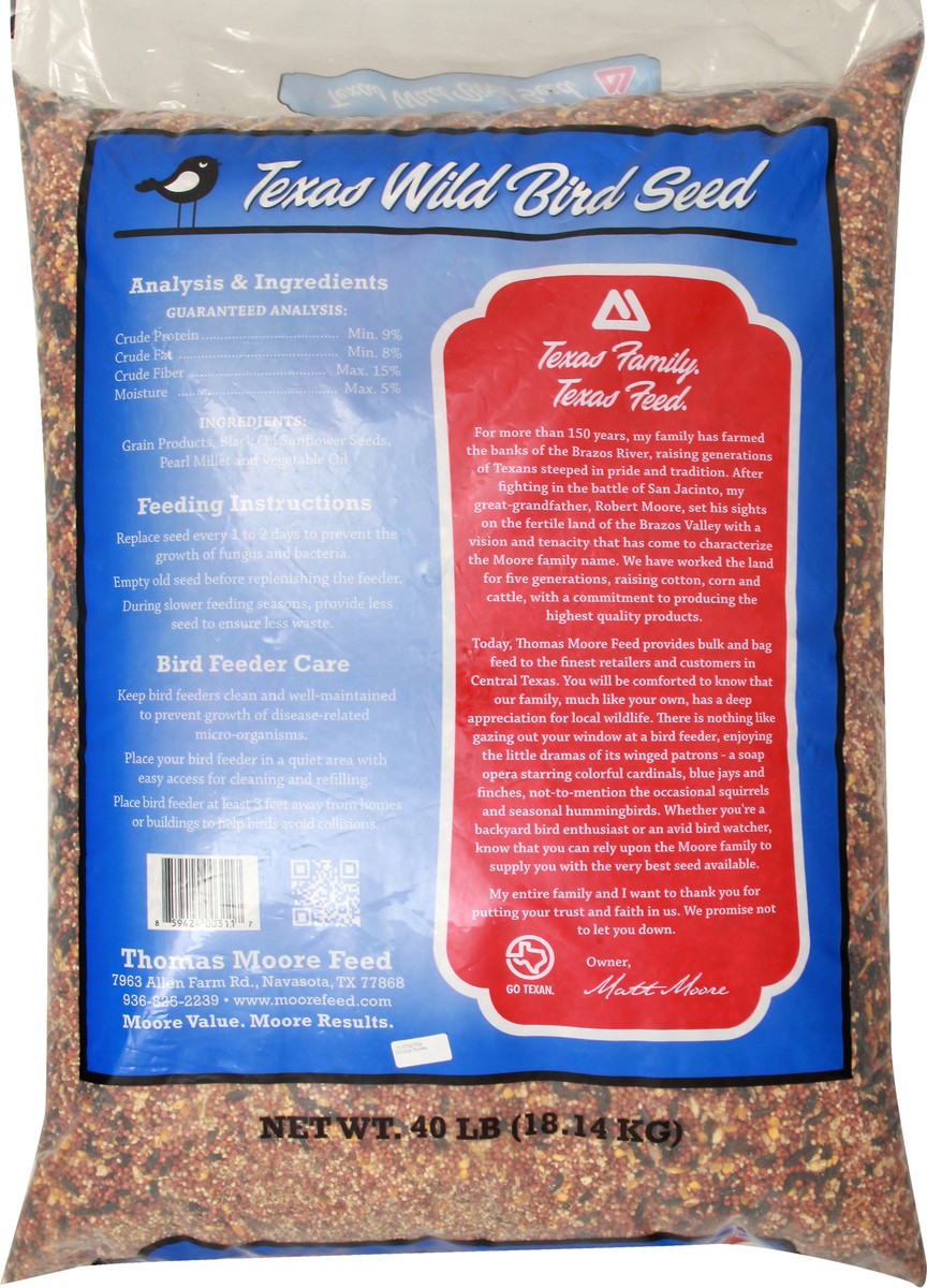 slide 8 of 8, Thomas Moore Feed Texas Wild Bird Seed, 40 lb
