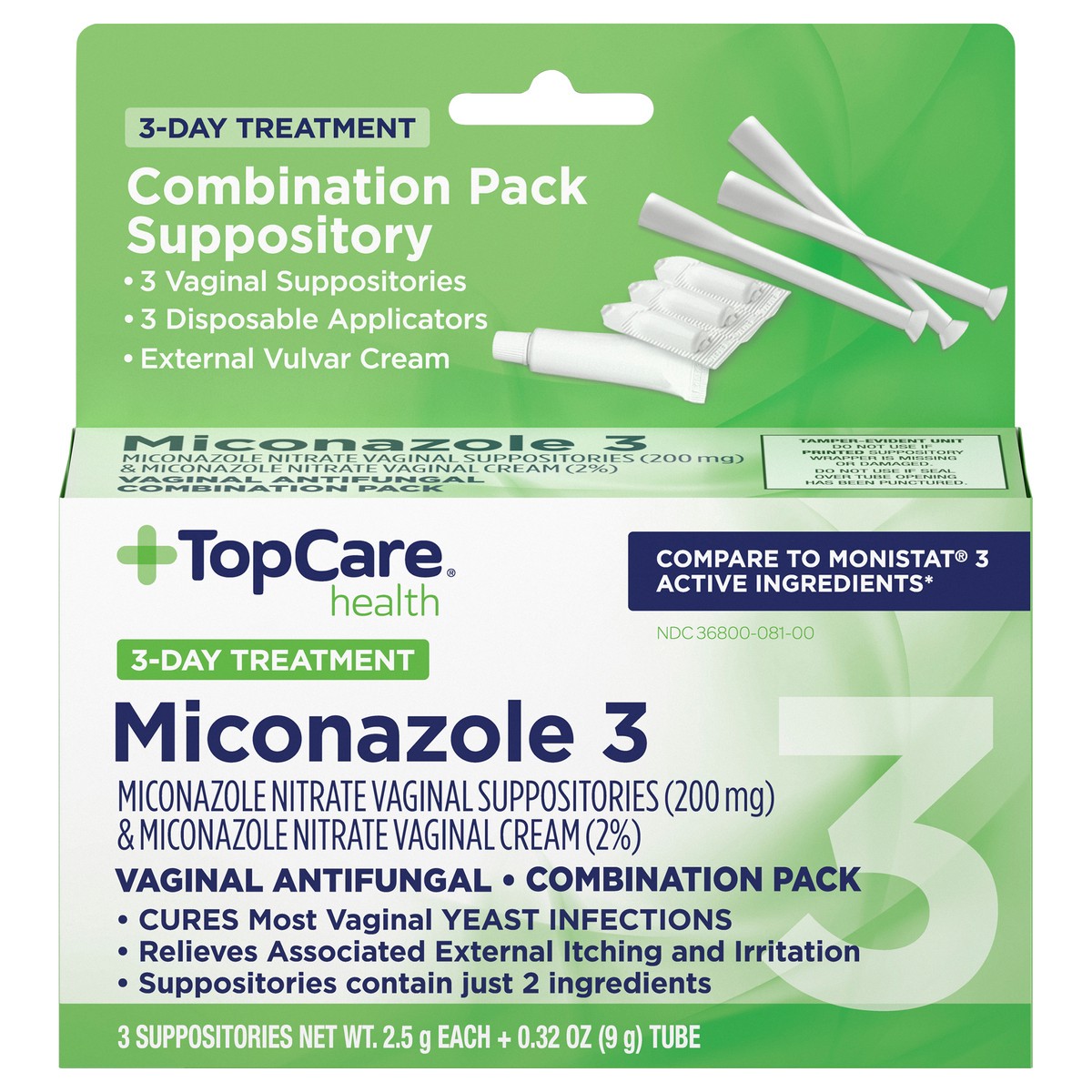 slide 1 of 9, TopCare Health 3-Day Treatment Miconazole 3 Vaginal Antifungal Combination Pack 1 kit, 1 ct