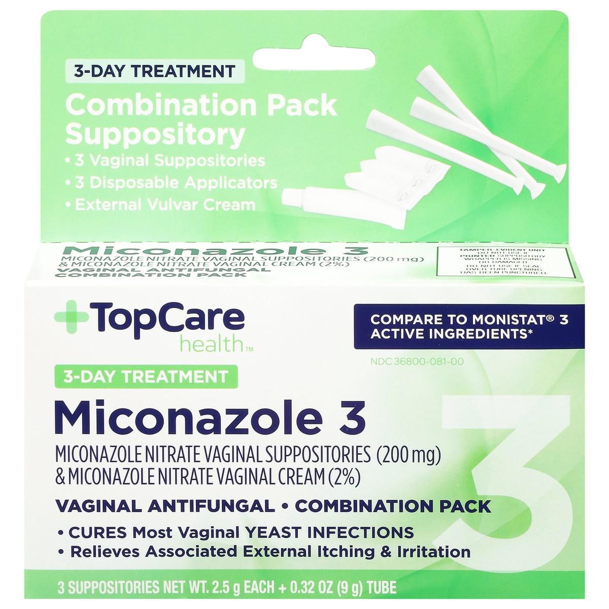 slide 1 of 9, TopCare Feminine Antifungal Miconazole, Cream & Insert-Topcare, 1 ct