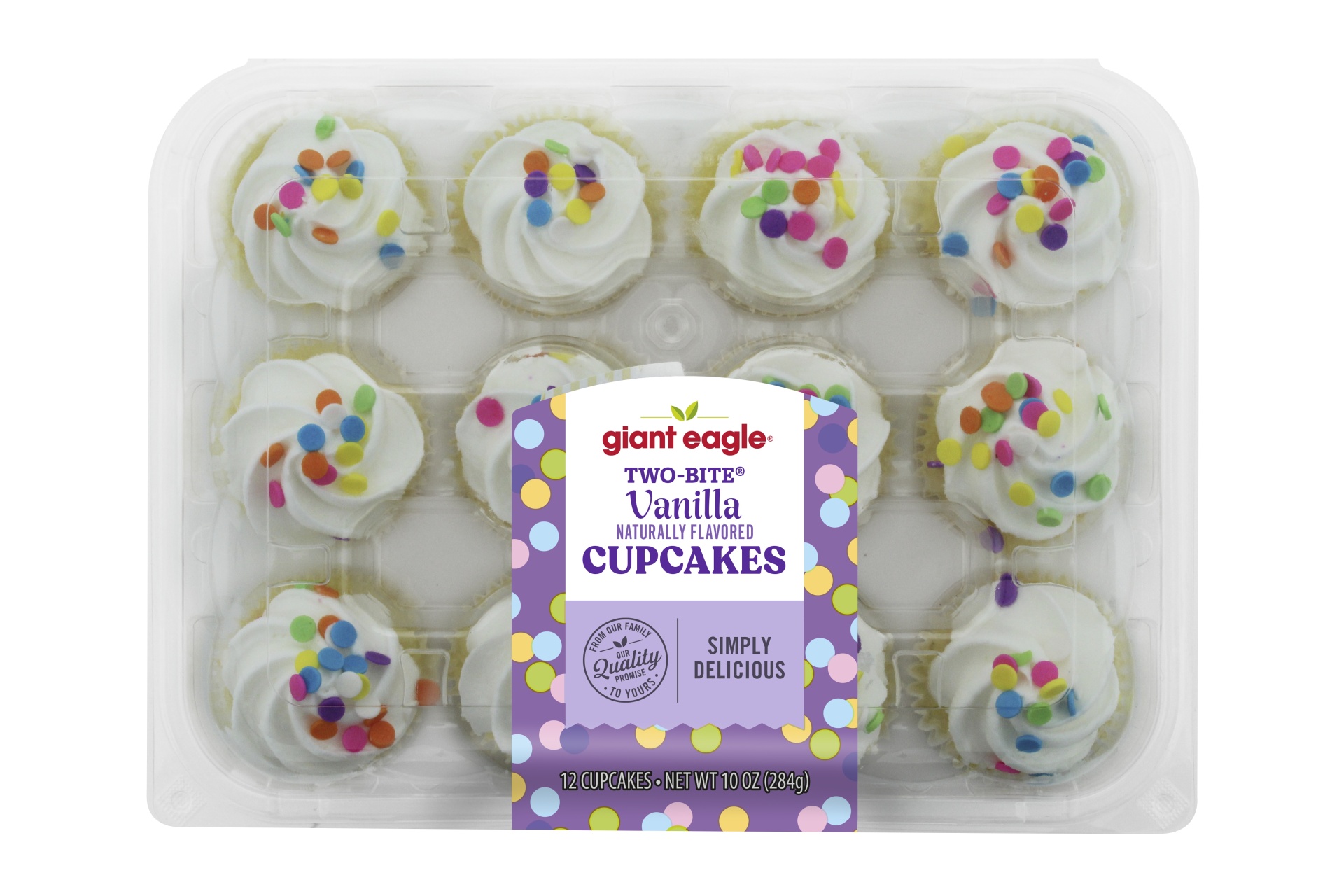 slide 1 of 1, Giant Eagle Two-Bite Cupcakes, Vanilla, 10 oz