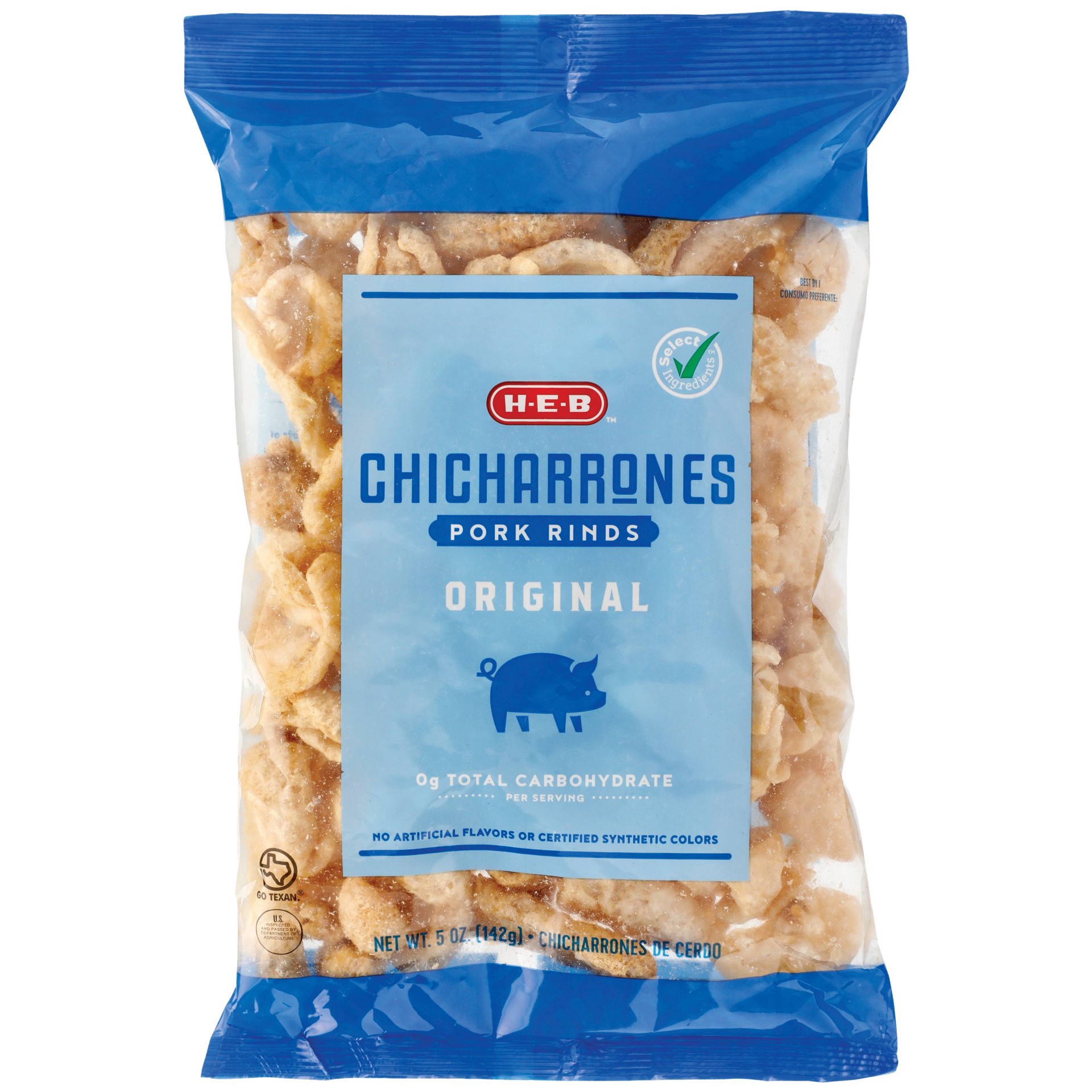 slide 1 of 1, H-E-B Chicharrones Pork Rinds - Original, 5 oz