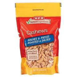 H-E-B Salted Roasted Cashew Halves & Pieces