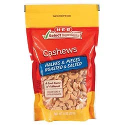 H-E-B Salted Roasted Cashew Halves & Pieces