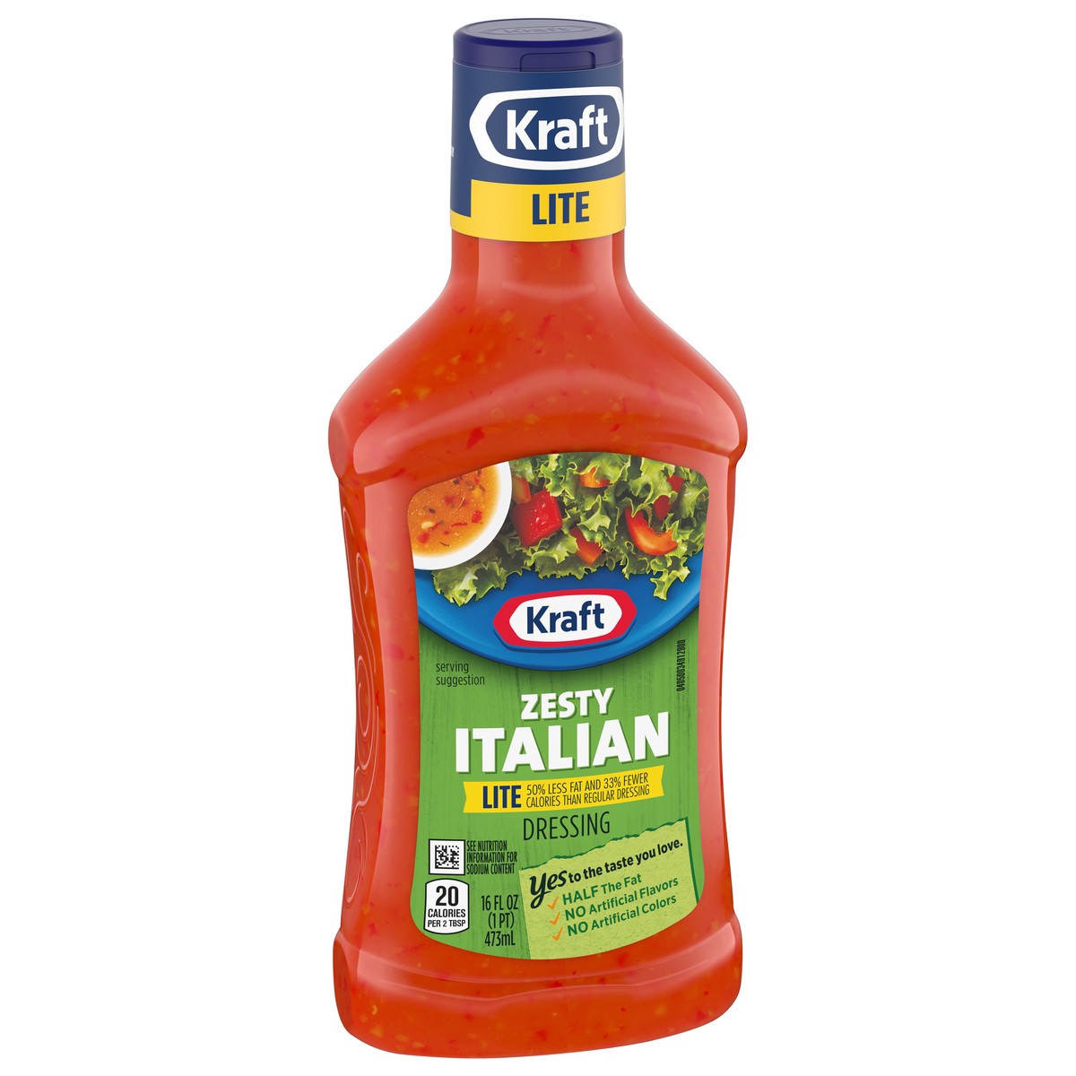 slide 2 of 9, Kraft Zesty Italian Lite Salad Dressing, 16 fl oz Bottle, 16 fl oz