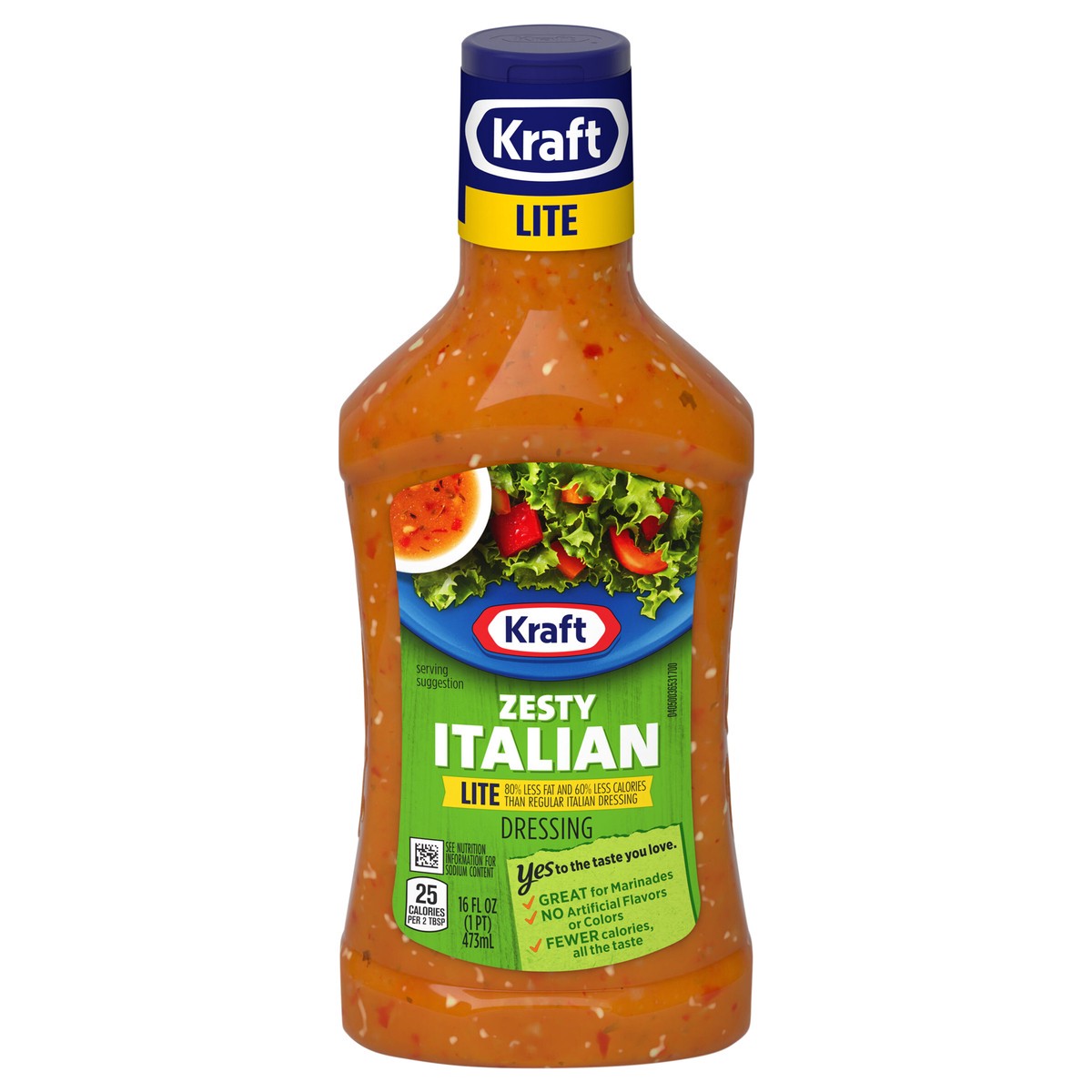 slide 1 of 9, Kraft Zesty Italian Lite Dressing, 16 fl oz Bottle, 16 fl oz