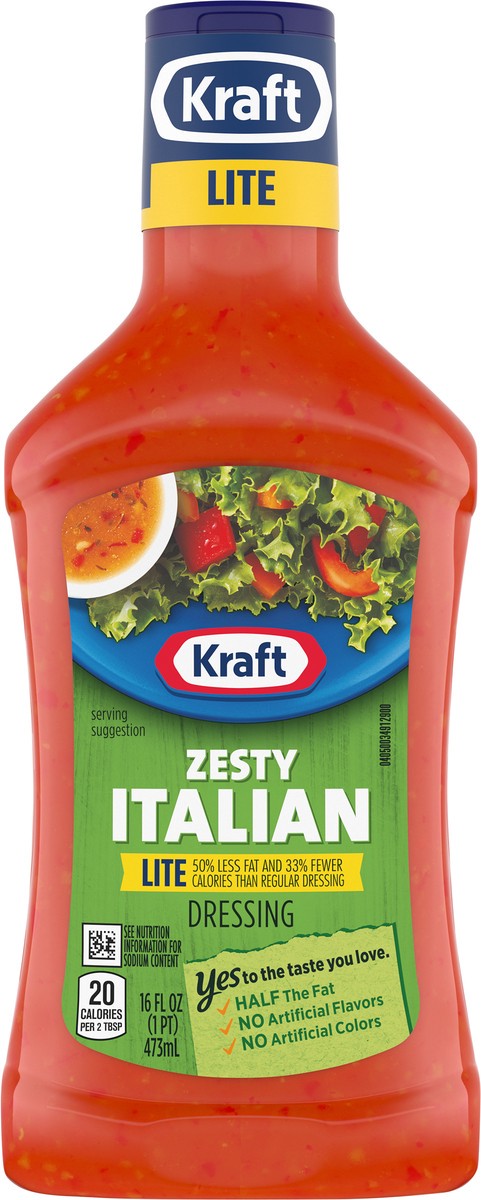 slide 5 of 9, Kraft Zesty Italian Lite Salad Dressing, 16 fl oz Bottle, 16 fl oz