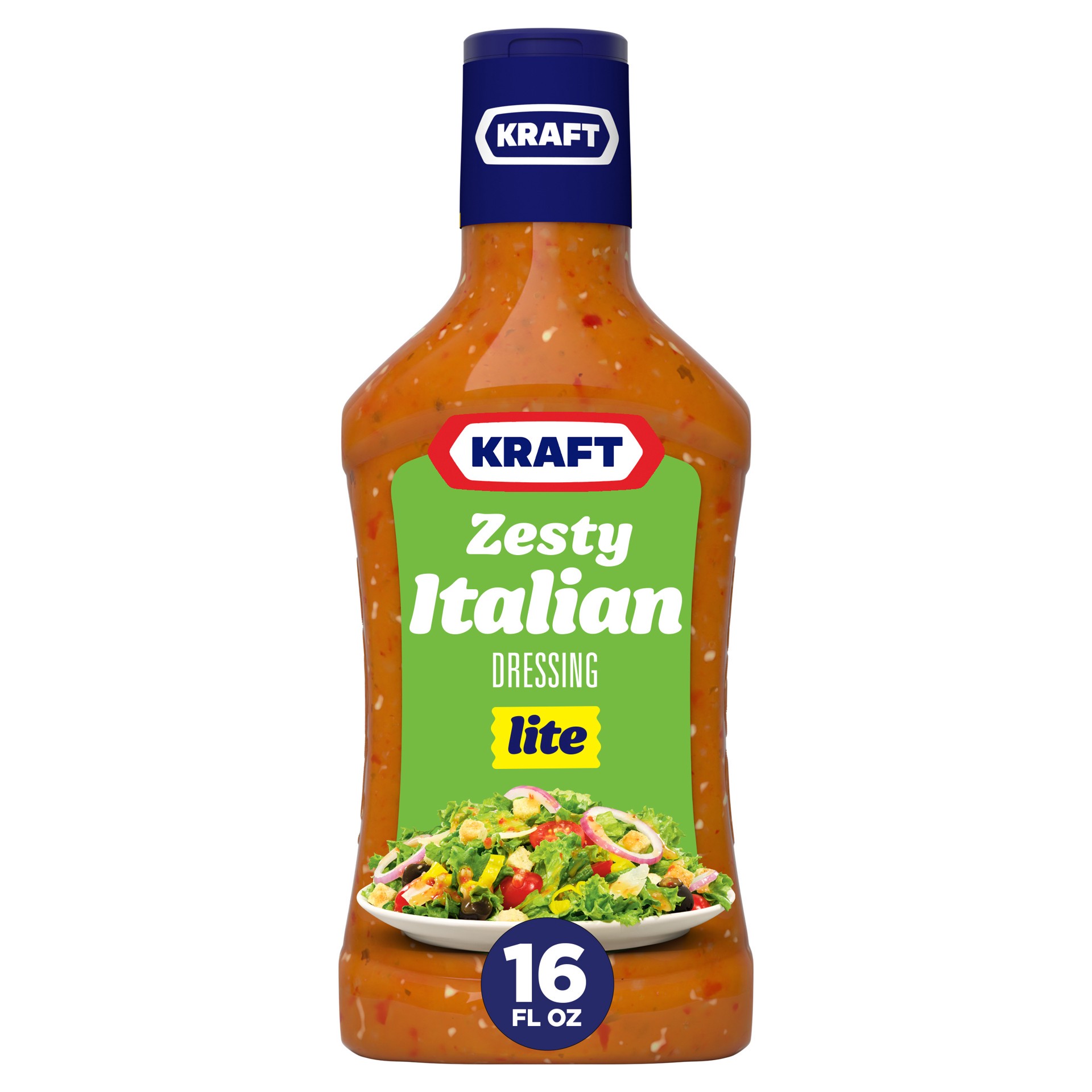 slide 1 of 9, Kraft Zesty Italian Lite Salad Dressing, 16 fl oz Bottle, 16 fl oz