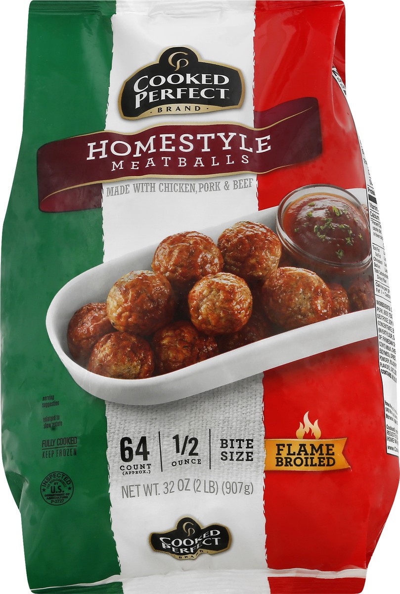 slide 1 of 7, Cooked Perfect Homestyle Bite Size Meatballs 32 oz, 32 oz