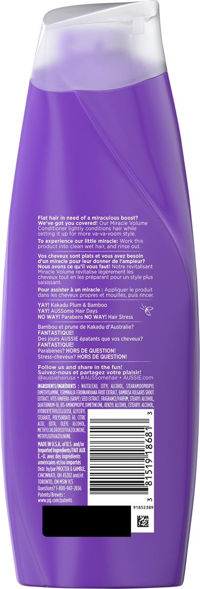 slide 2 of 3, Aussie Miracle Volume Conditioner, 12.1 oz