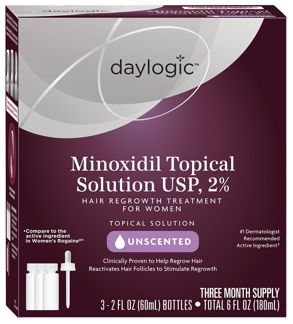 slide 1 of 1, Daylogic 2% Minoxidil Topical Solution for Women, 3 ct