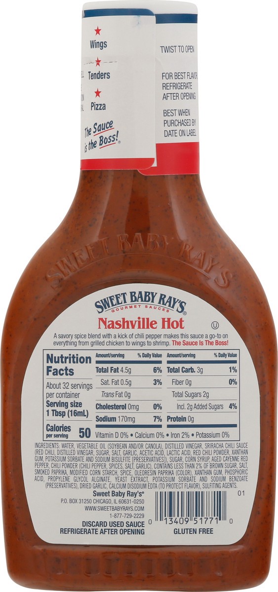 slide 7 of 9, Sweet Baby Ray's Nashville Hot Wing Sauce 16 fl oz, 16 fl oz