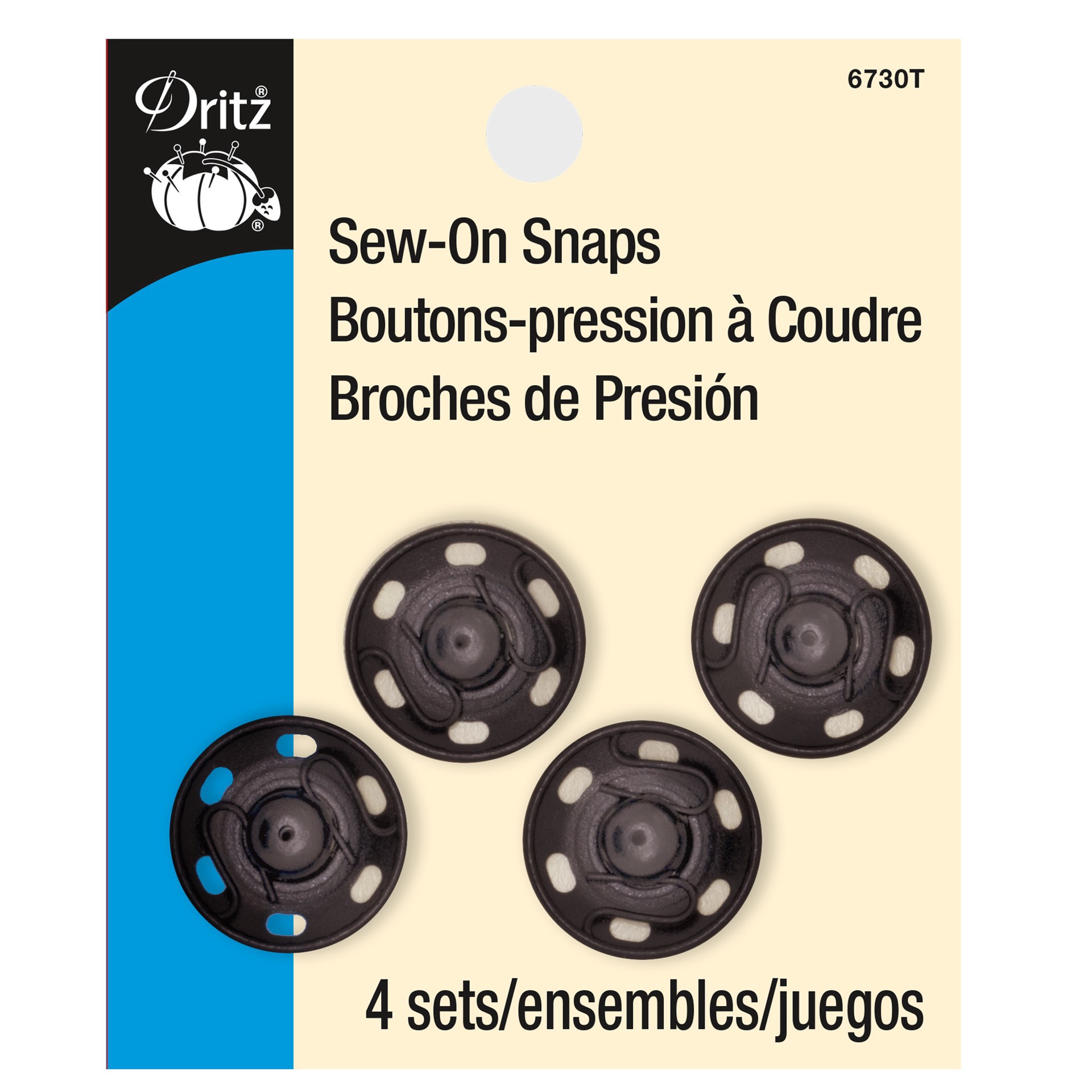 slide 2 of 3, Dritz Sew-On Snaps, Black, 21 mm