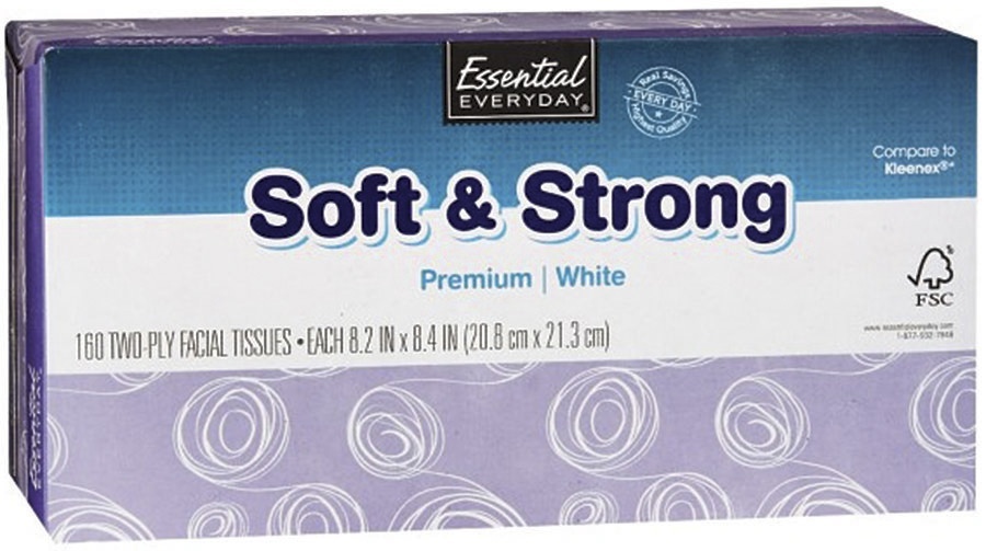 slide 1 of 1, Essevr Eeveryday Facial Tissue, 160 ct