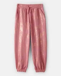 Oshkosh Girls DayDream Fleece Metallic Knit Drawstring Joggers - Pink Blush 6-6X