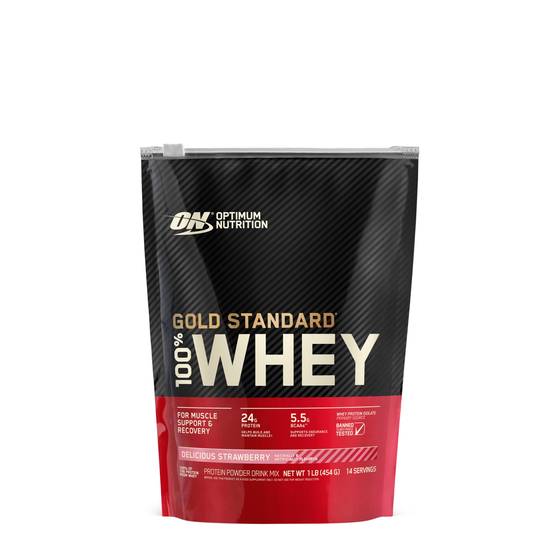 slide 1 of 1, Optimum Nutrition Gold Standard 100% Whey - Strawberry, 1 lb