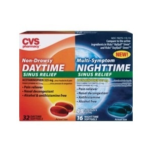 slide 1 of 1, CVS Health Non-Drowsy Sinus Relief Daytime And Muti-Symptom Nighttime Softgels, 48 ct