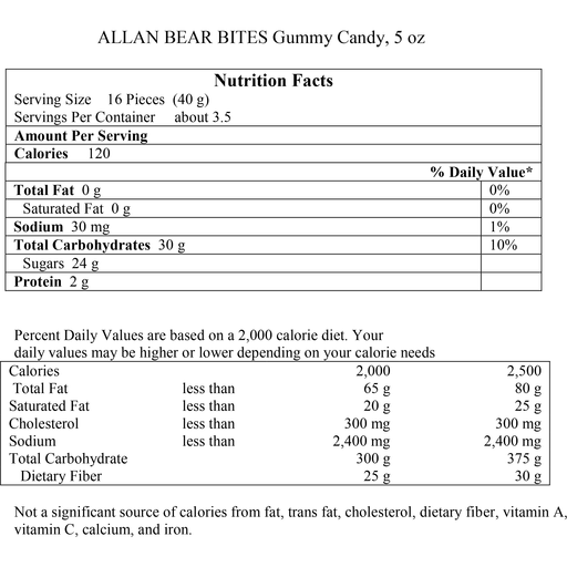 slide 4 of 4, Allan Gummy Bear Bites, 5 oz