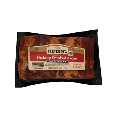 slide 1 of 1, Fletcher's Hickory Smoked Bacon, 18 oz