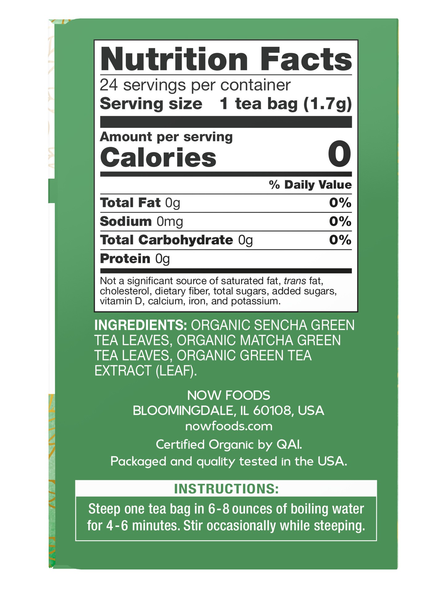 slide 4 of 4, NOW Green Kick™ Tea, Organic - 24 Tea Bags - 24 ct, 24 ct