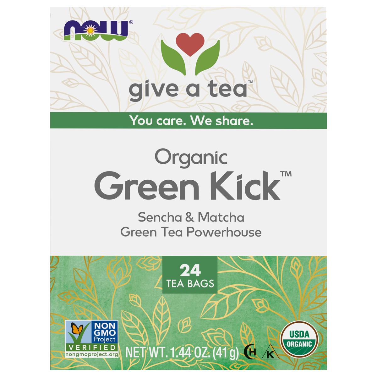 slide 1 of 4, NOW Green Kick™ Tea, Organic - 24 Tea Bags - 24 ct, 24 ct