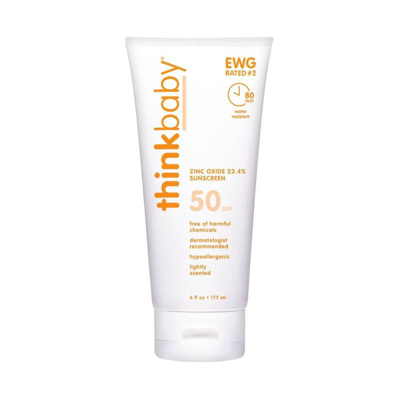 slide 1 of 1, Thinkbaby Safe Mineral Sunscreen Lotion SPF 50+, 6 oz