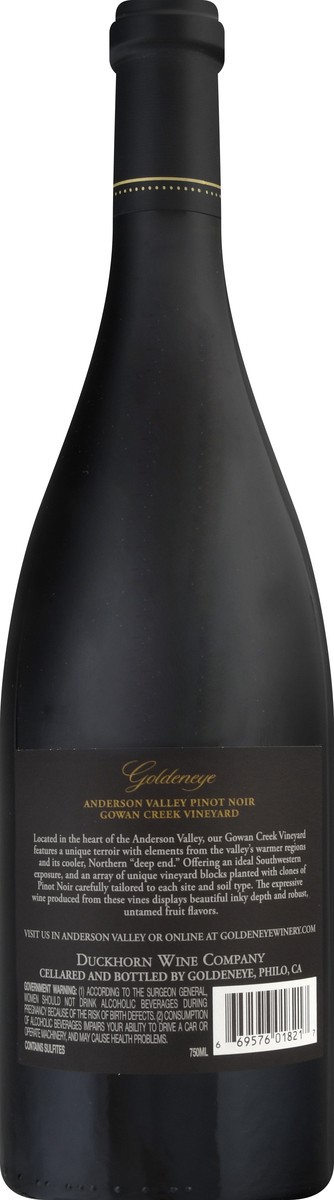 slide 9 of 9, Goldeneye Pinot Noir, Gowan Creek Vineyard, Anderson Valley, 2017, 750 ml