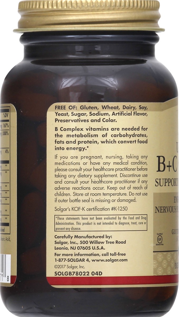 slide 4 of 7, Solgar B+C Complex, Ultimate, Tablets, 60 ct