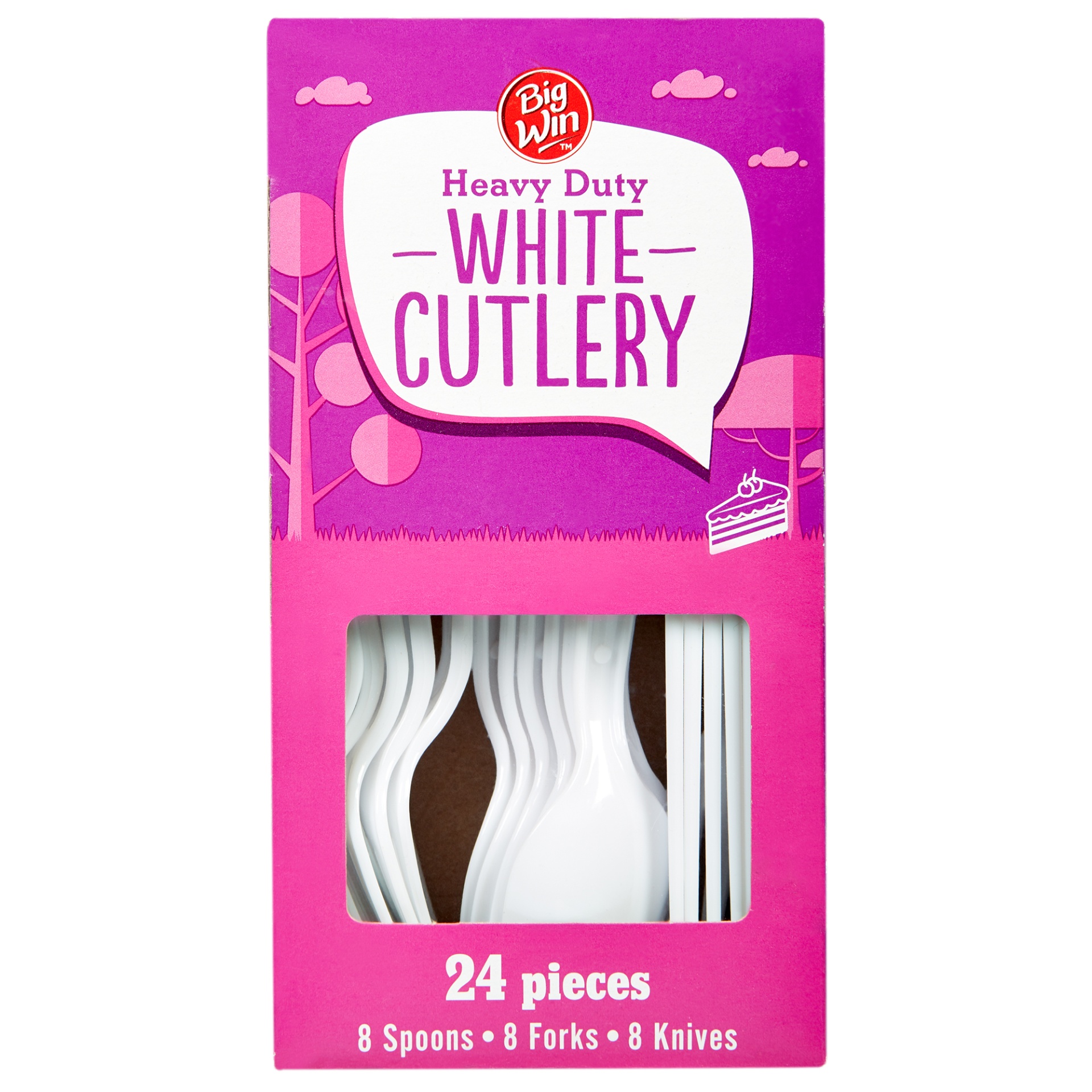 slide 1 of 3, Big Win Heavy Duty White Cutlery, 24 ct