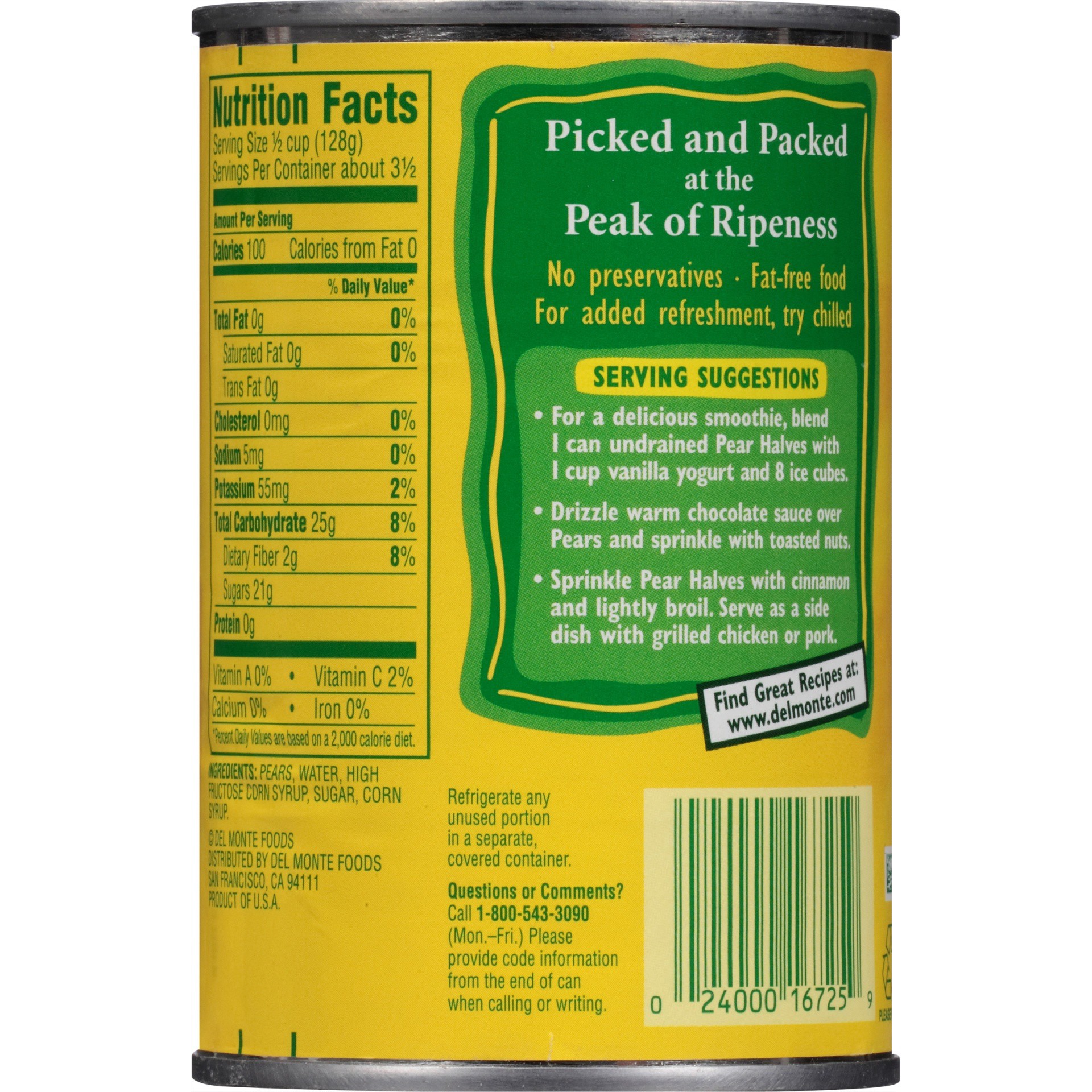 slide 2 of 6, Del Monte Bartlett Pear Halves in Heavy Syrup, 15.25 oz