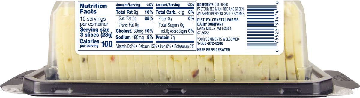 slide 3 of 7, CRYSTAL FARMS Cfarms Cracker Cuts Pepper Jack, 1 ct