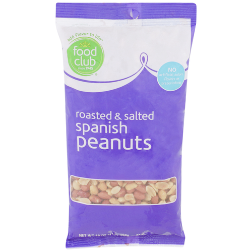 slide 1 of 1, Food Club Roasted & Salted Spanish Peanuts, 16 oz