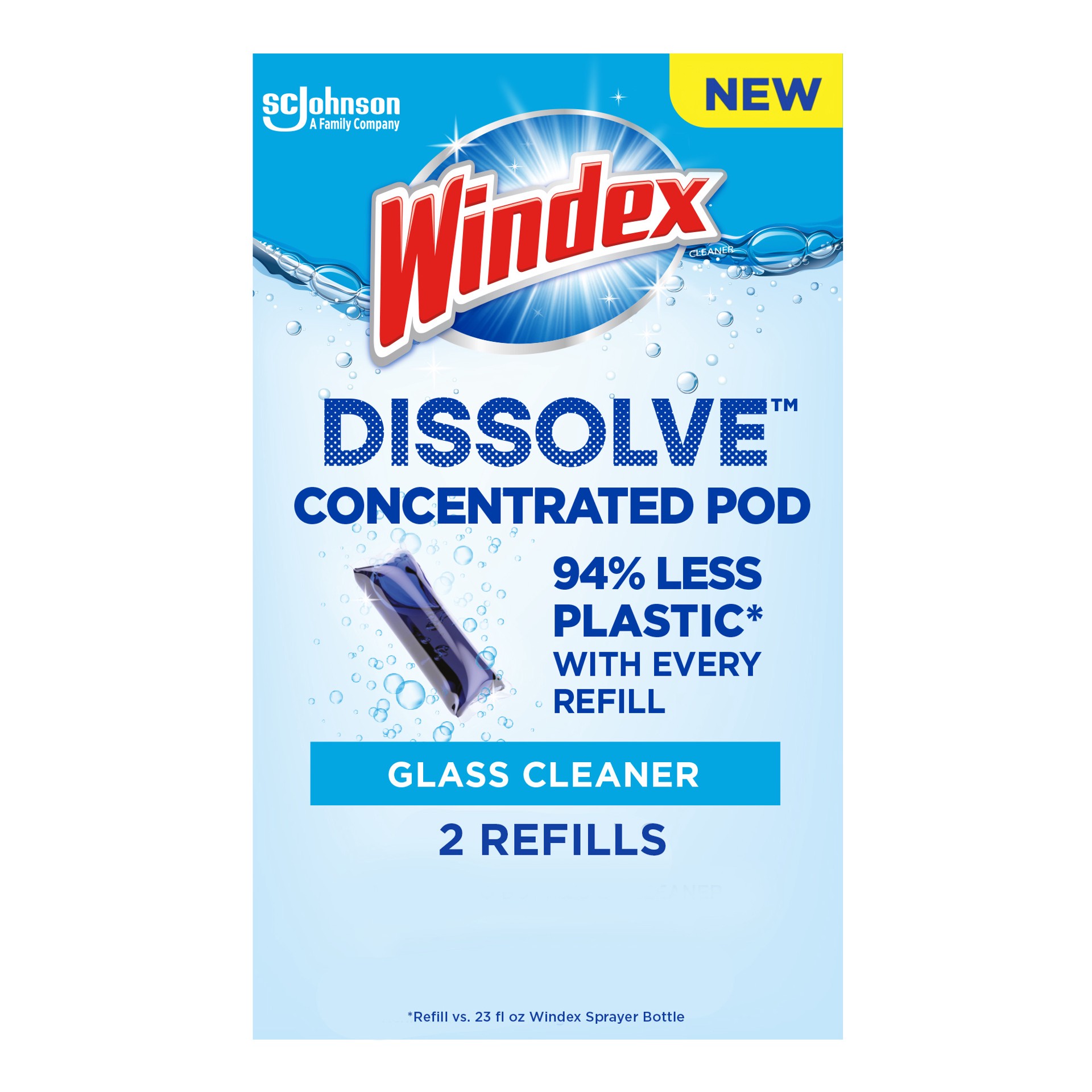 slide 5 of 5, Windex Dissolve Concentrated Pod Glass Cleaner 2 Refills 0.28 oz ea, 2 ct