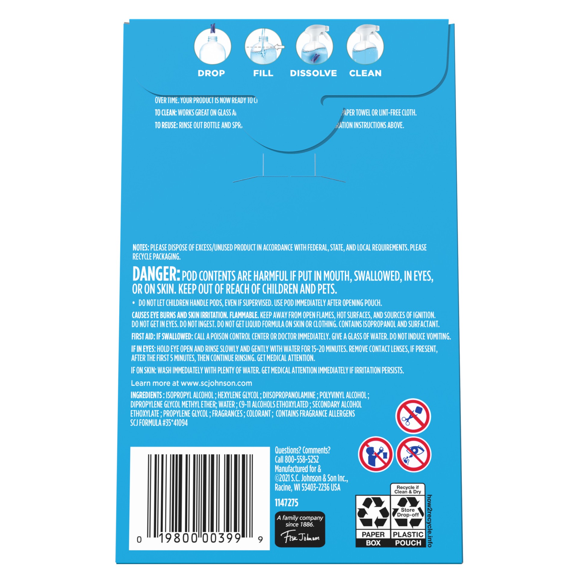 slide 3 of 5, Windex Dissolve Concentrated Pod Glass Cleaner 2 Refills 0.28 oz ea, 2 ct