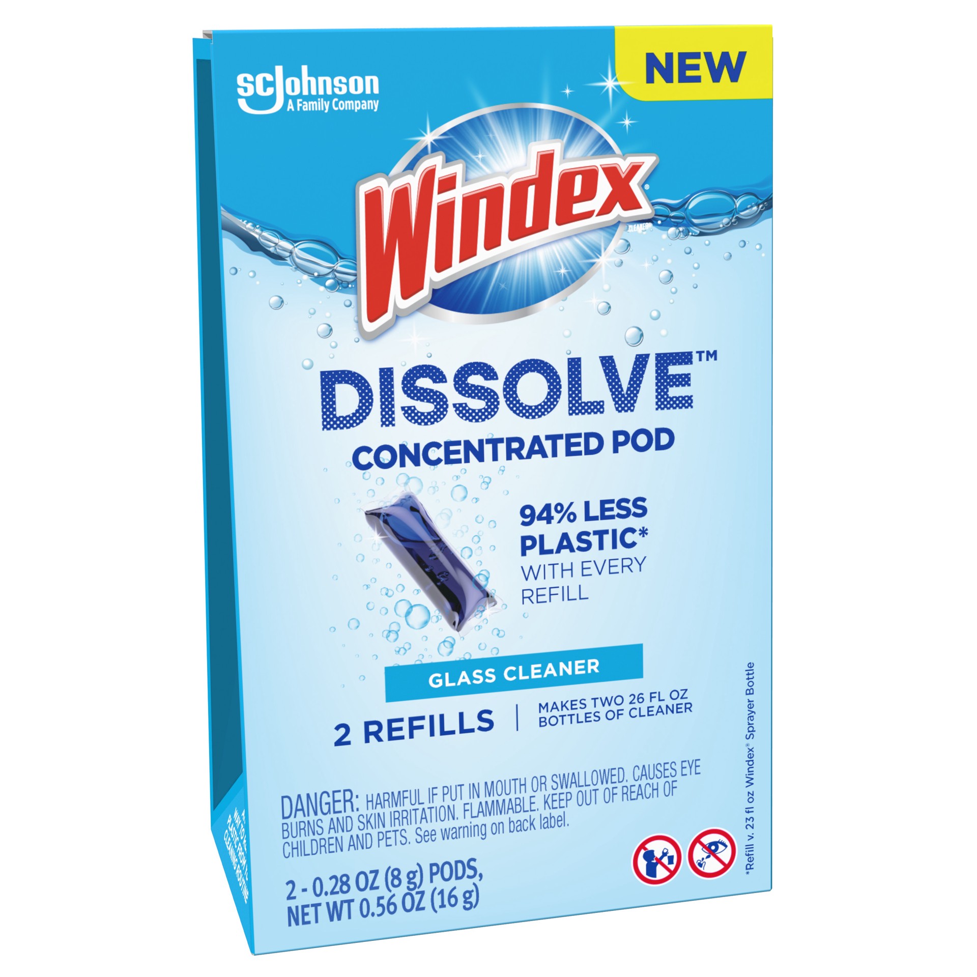 slide 4 of 5, Windex Dissolve Concentrated Pod Glass Cleaner 2 Refills 0.28 oz ea, 2 ct