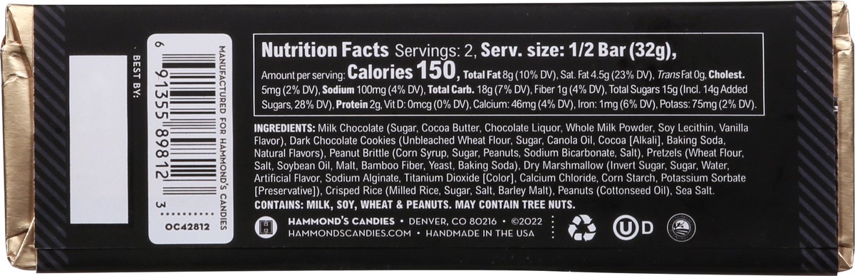 slide 5 of 9, Hammond's Midnight Snack Milk Chocolate with Pretzel, Cookie, Peanut Brittle, Mallow & Cereal 2.25 oz, 2.25 oz