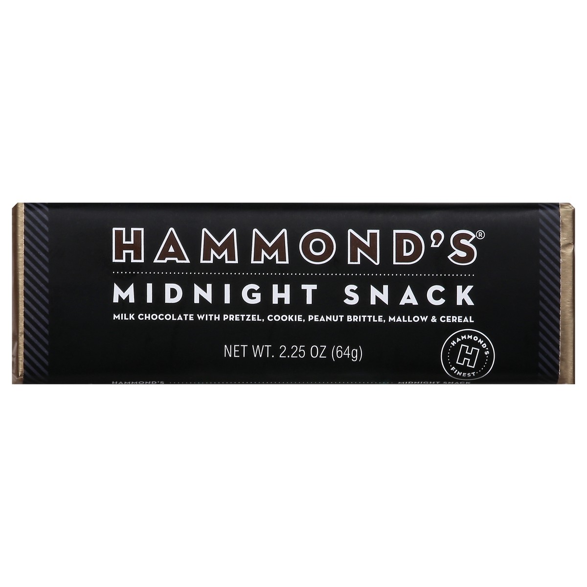 slide 1 of 9, Hammond's Midnight Snack Milk Chocolate with Pretzel, Cookie, Peanut Brittle, Mallow & Cereal 2.25 oz, 2.25 oz