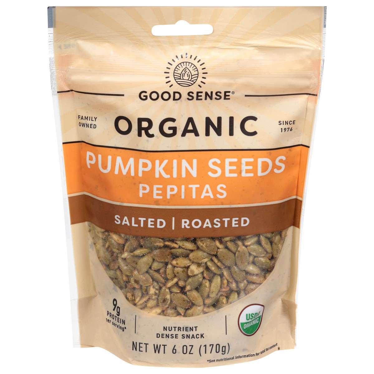 slide 1 of 9, Good Sense Organic Salted Roasted Pumpkin Seeds Pepitas 6 oz, 6 oz
