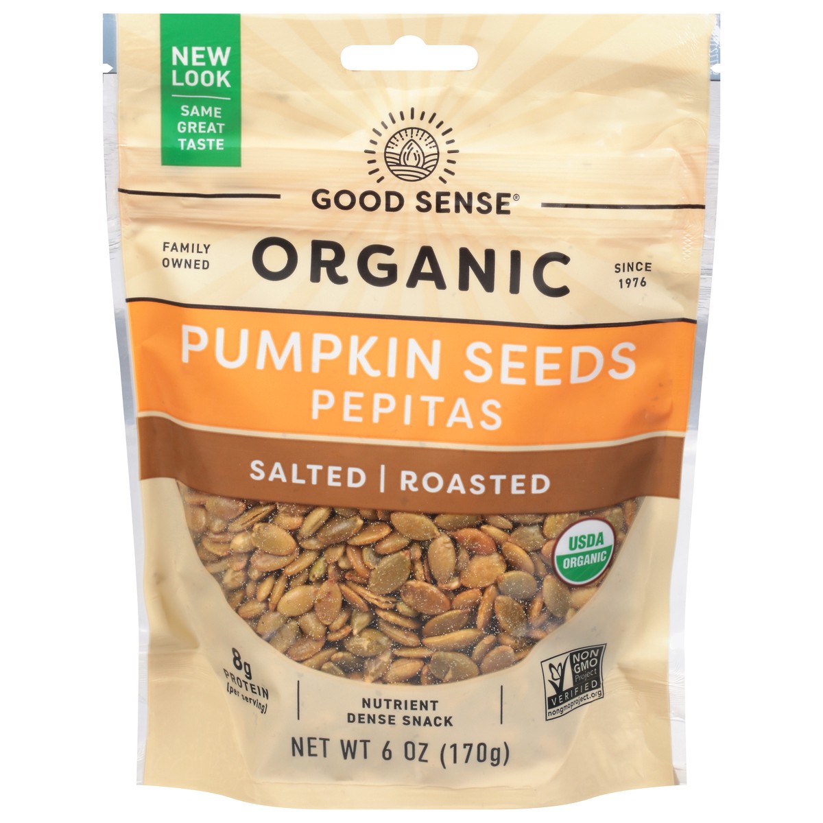 slide 1 of 9, Good Sense Organic Salted Roasted Pumpkin Seeds Pepitas 6 oz, 6 oz