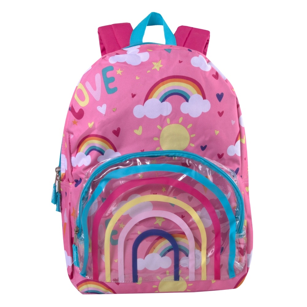slide 1 of 1, A.D. Sutton Rainbow Panda Tinted Clear Pocket Backpack - Dusk/Knockout Pink, 1 ct