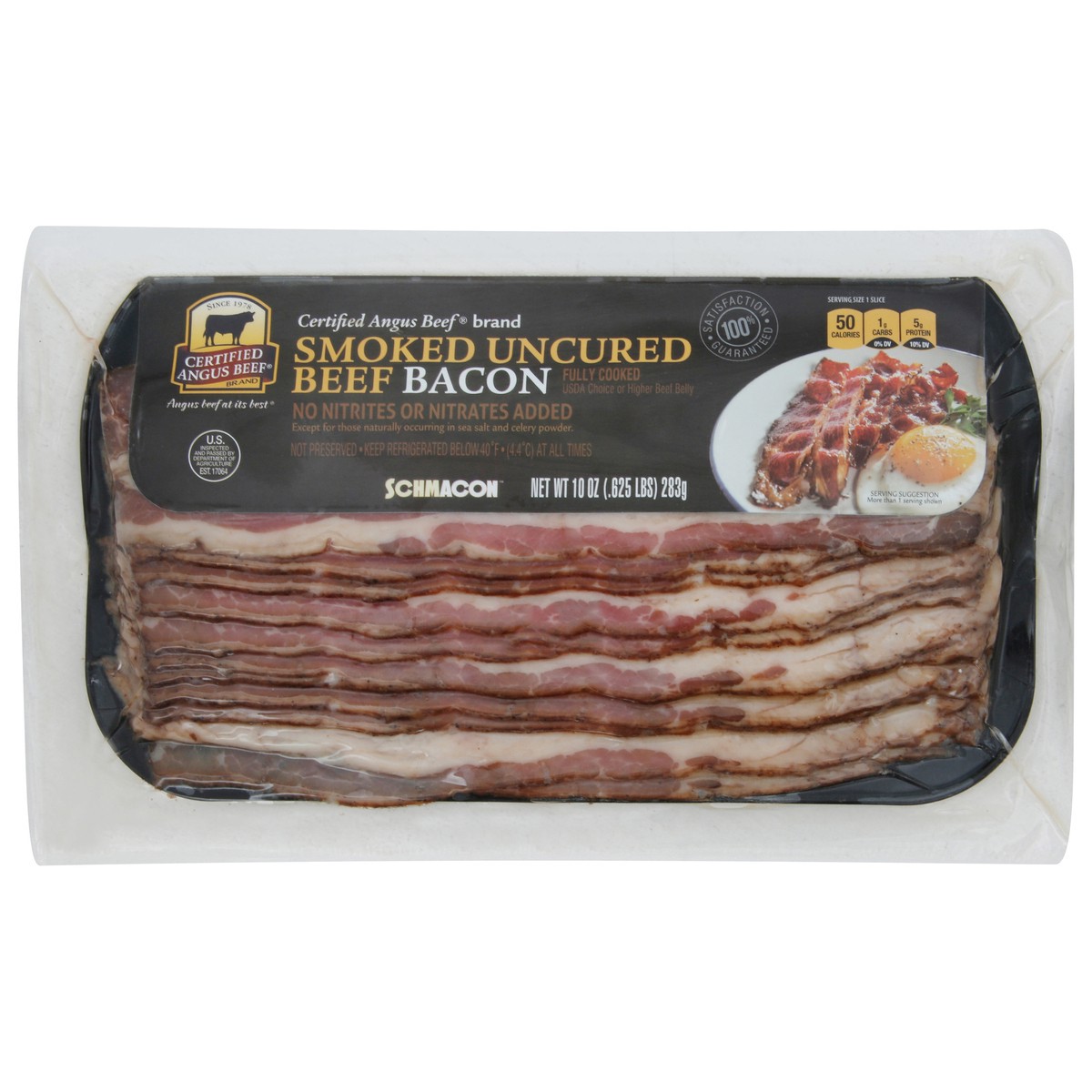 slide 1 of 2, Certified Angus Beef Uncured Smoked Beef Bacon 10 oz, 10 oz